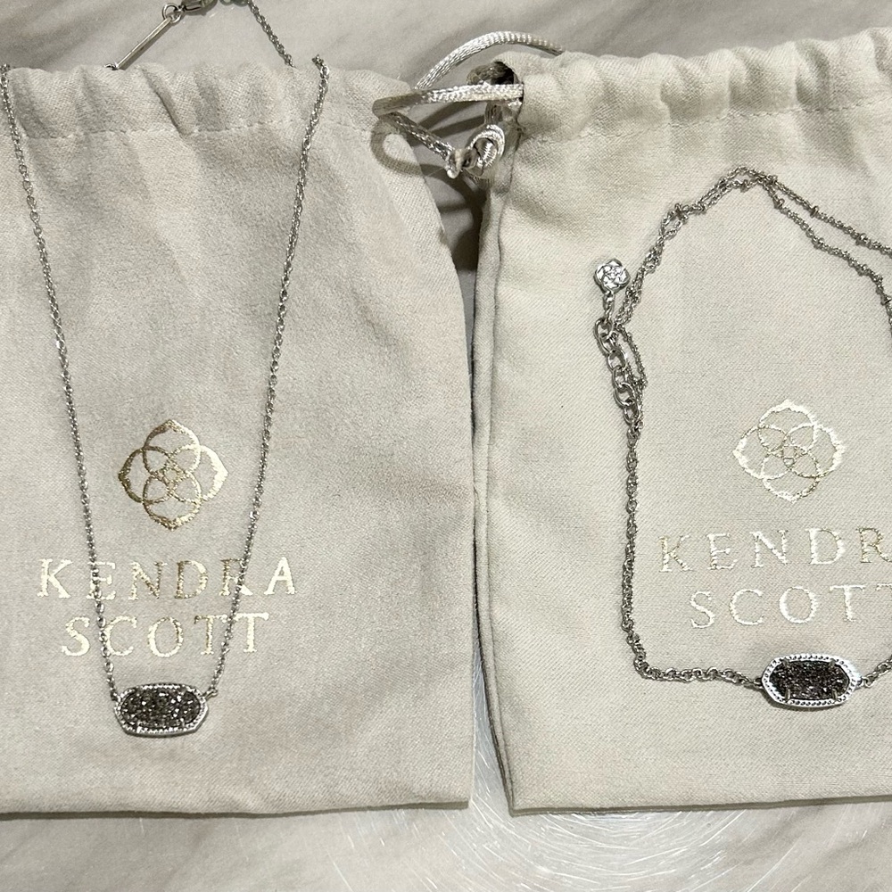 Kendra Scott Elisa Silver Pendant Necklace w/ Matching Bracelet